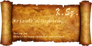 Krizsán Szabina névjegykártya